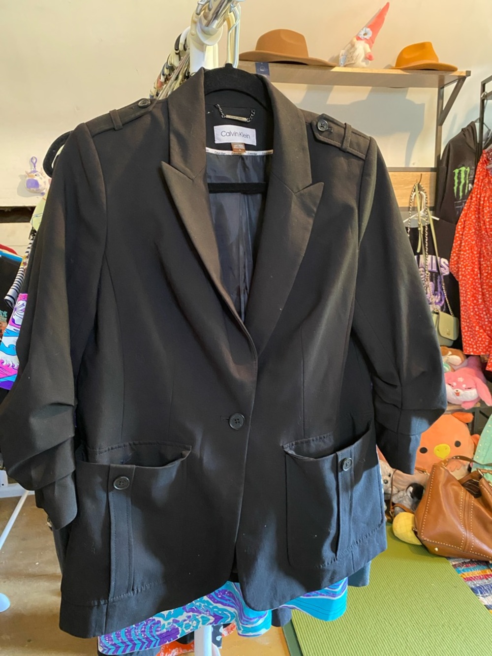 Calvin Klein Black Women's Tailored Blazer with Epaulets
